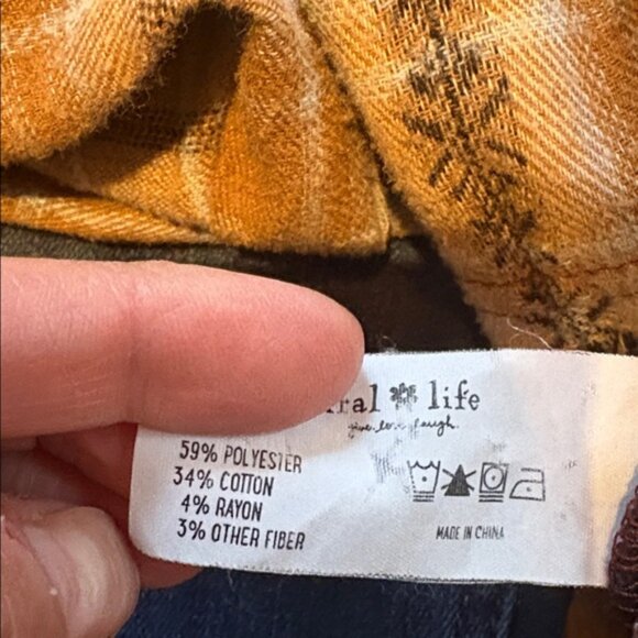 NWOT - NATURAL LIFE Women's Patchwork Plaid Button Down Shirt - Brown and Black - Picture 7 of 7